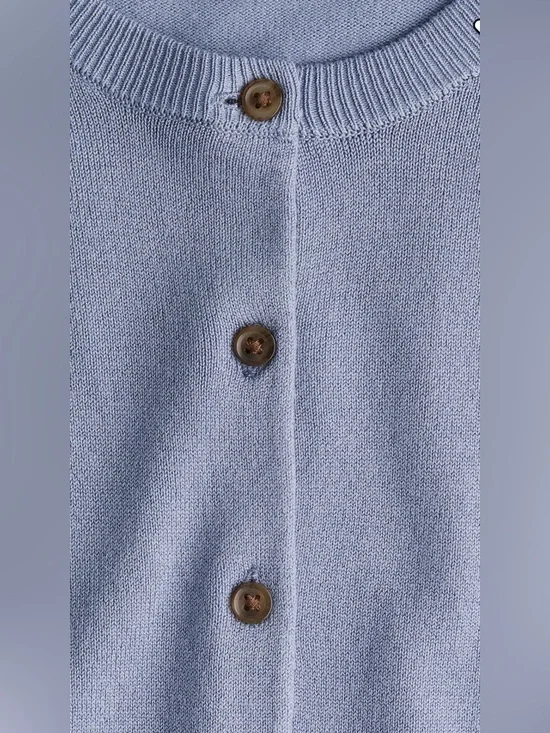 H&M-SMALL Classic Crewneck Button-Front Sweater Cardigan - Blue - Picture 2 of 3